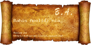 Bahis Apollónia névjegykártya